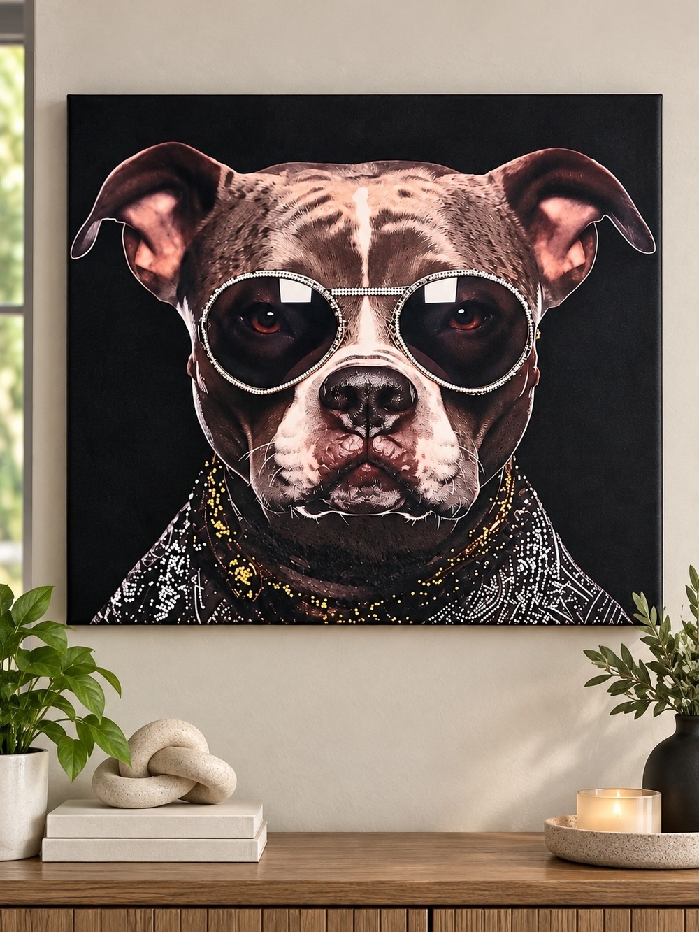 Stylish Brown & Black Dog Wall Art Canvas - Trendy Canine Portrait